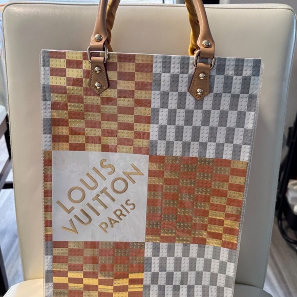 Upcycled shopping bag in clear vinyl bag. This is a very unique handmade handbag - Picture 4 of 15